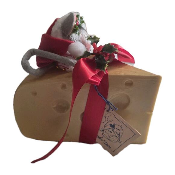 Vtg Annalee Christmas Mouse On Cheese Wedge 1993 Original Tag 7" Gift #7756 SEE - Picture 3 of 10